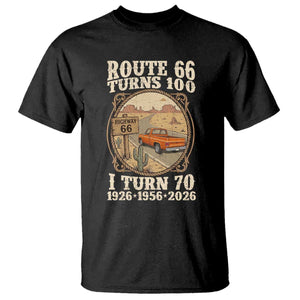 Route Highway 66 Turns 100 I Turn 70 T Shirt Vintage 1956 Road Sign Classic Pickup Truck Lover 70th Birthday Gift