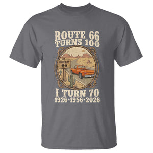 Route Highway 66 Turns 100 I Turn 70 T Shirt Vintage 1956 Road Sign Classic Pickup Truck Lover 70th Birthday Gift