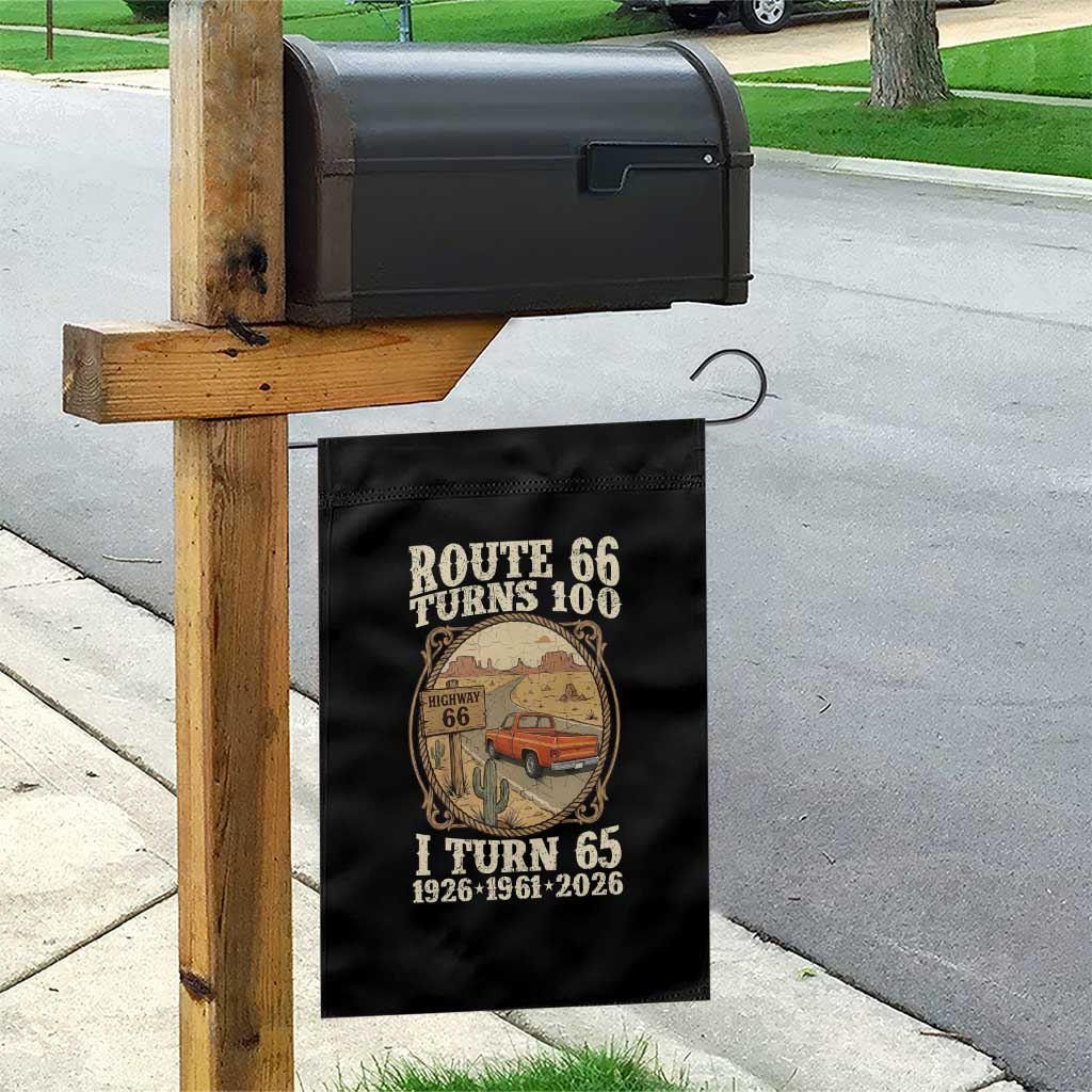 Route Highway 66 Turns 100 I Turn 65 Garden Flag Vintage 1961 Road Sign Classic Pickup Truck Lover 65th Birthday Gift