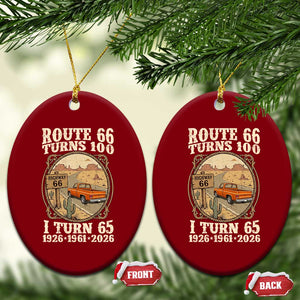 Route Highway 66 Turns 100 I Turn 65 Ceramic Ornament Vintage 1961 Road Sign Classic Pickup Truck Lover 65th Birthday Gift