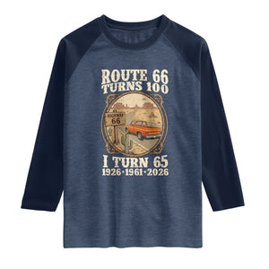 Route Highway 66 Turns 100 I Turn 65 Raglan Shirt Vintage 1961 Road Sign Classic Pickup Truck Lover 65th Birthday Gift