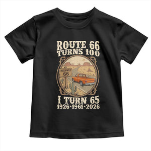 Route Highway 66 Turns 100 I Turn 65 Toddler T Shirt Vintage 1961 Road Sign Classic Pickup Truck Lover 65th Birthday Gift