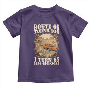 Route Highway 66 Turns 100 I Turn 65 Toddler T Shirt Vintage 1961 Road Sign Classic Pickup Truck Lover 65th Birthday Gift