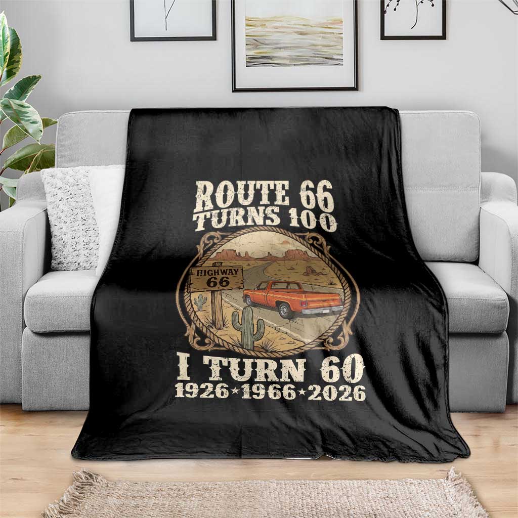 Route Highway 66 Turns 100 I Turn 60 Throw Blanket Vintage 1966 Road Sign Classic Pickup Truck Lover 60th Birthday Gift