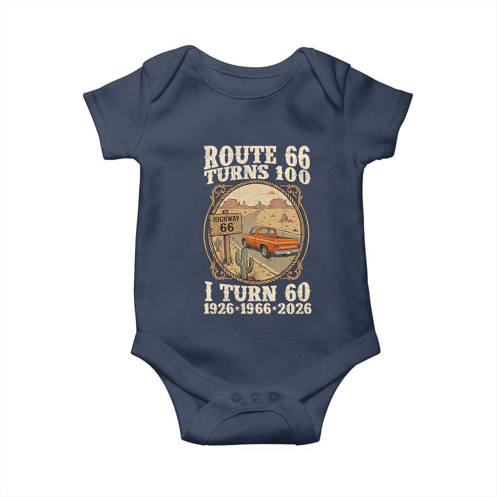 Route Highway 66 Turns 100 I Turn 60 Baby Onesie Vintage 1966 Road Sign Classic Pickup Truck Lover 60th Birthday Gift