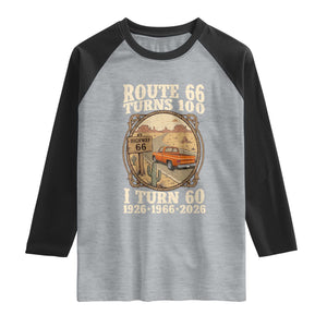 Route Highway 66 Turns 100 I Turn 60 Raglan Shirt Vintage 1966 Road Sign Classic Pickup Truck Lover 60th Birthday Gift