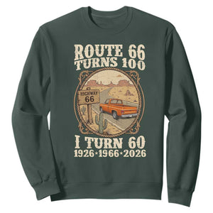 Route Highway 66 Turns 100 I Turn 60 Sweatshirt Vintage 1966 Road Sign Classic Pickup Truck Lover 60th Birthday Gift