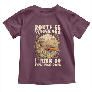 Route Highway 66 Turns 100 I Turn 60 Toddler T Shirt Vintage 1966 Road Sign Classic Pickup Truck Lover 60th Birthday Gift