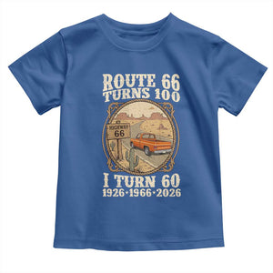 Route Highway 66 Turns 100 I Turn 60 Toddler T Shirt Vintage 1966 Road Sign Classic Pickup Truck Lover 60th Birthday Gift