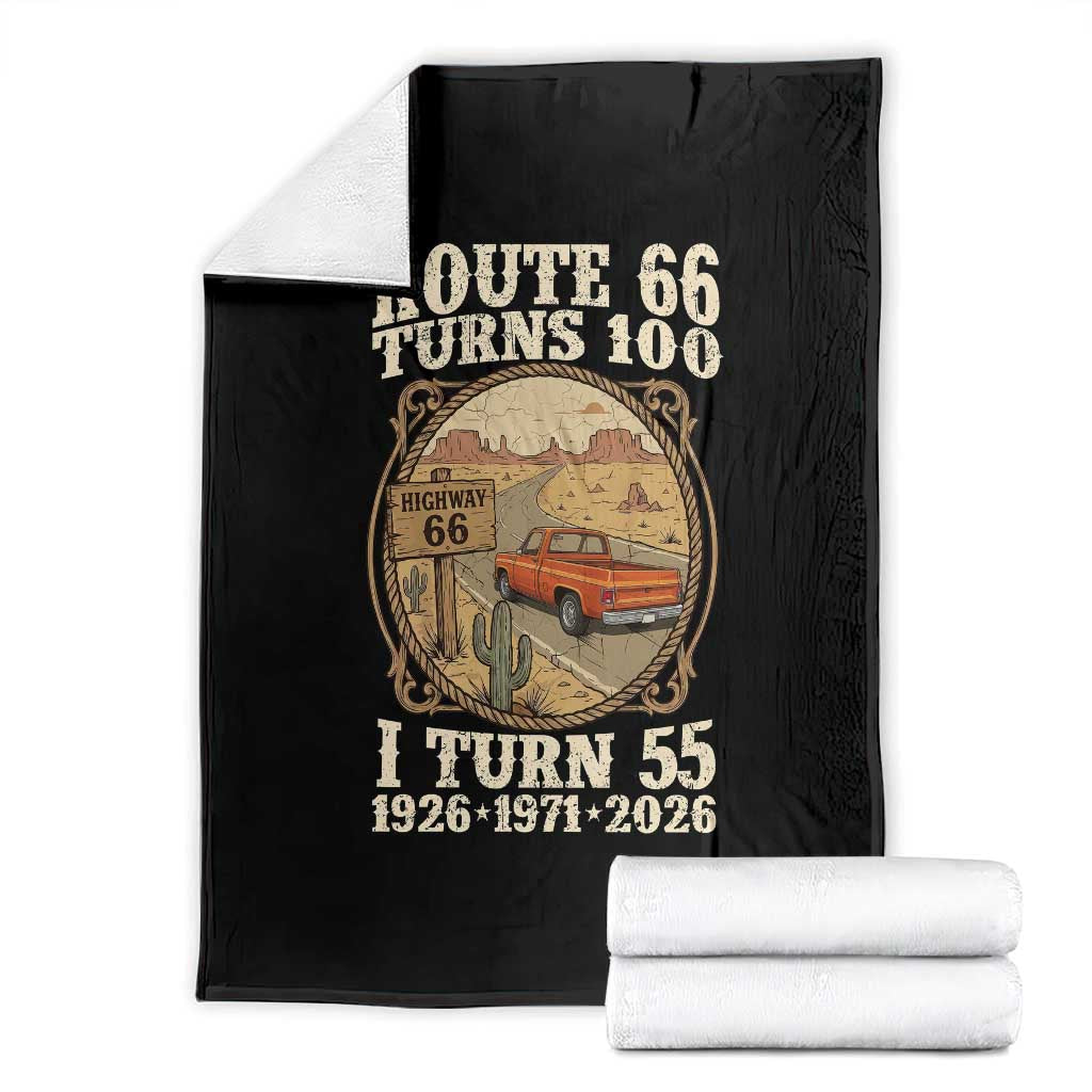 Route Highway 66 Turns 100 I Turn 55 Throw Blanket Vintage 1971 Road Sign Classic Pickup Truck Lover 55th Birthday Gift