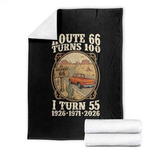 Route Highway 66 Turns 100 I Turn 55 Throw Blanket Vintage 1971 Road Sign Classic Pickup Truck Lover 55th Birthday Gift