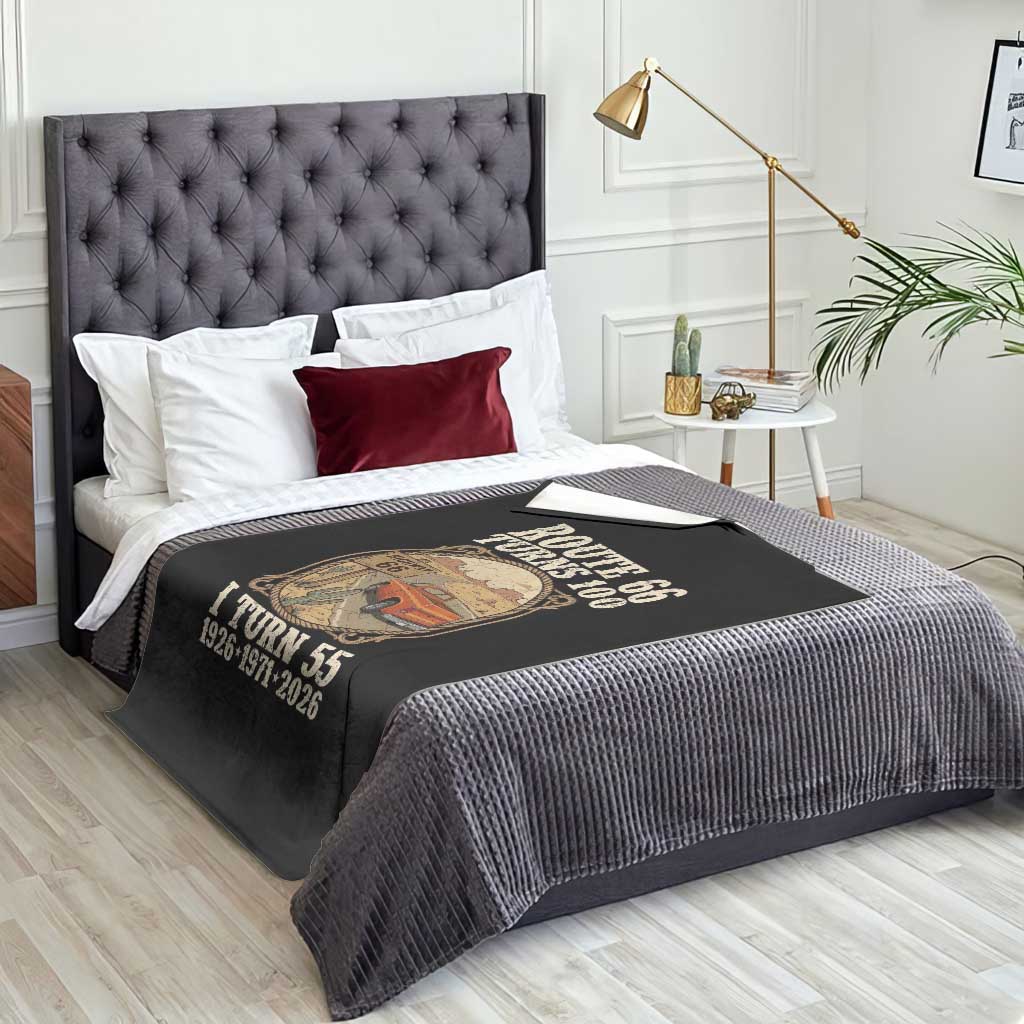 Route Highway 66 Turns 100 I Turn 55 Throw Blanket Vintage 1971 Road Sign Classic Pickup Truck Lover 55th Birthday Gift