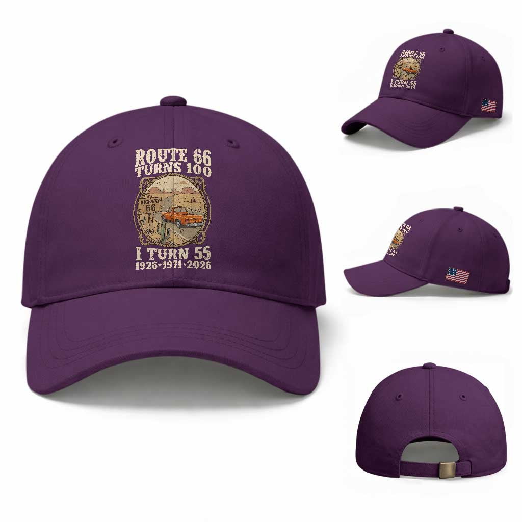 Route Highway 66 Turns 100 I Turn 55 Baseball Cap Vintage 1971 Road Sign Classic Pickup Truck Lover 55th Birthday Gift