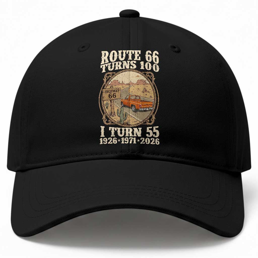 Route Highway 66 Turns 100 I Turn 55 Baseball Cap Vintage 1971 Road Sign Classic Pickup Truck Lover 55th Birthday Gift TS14 Print Your Wear