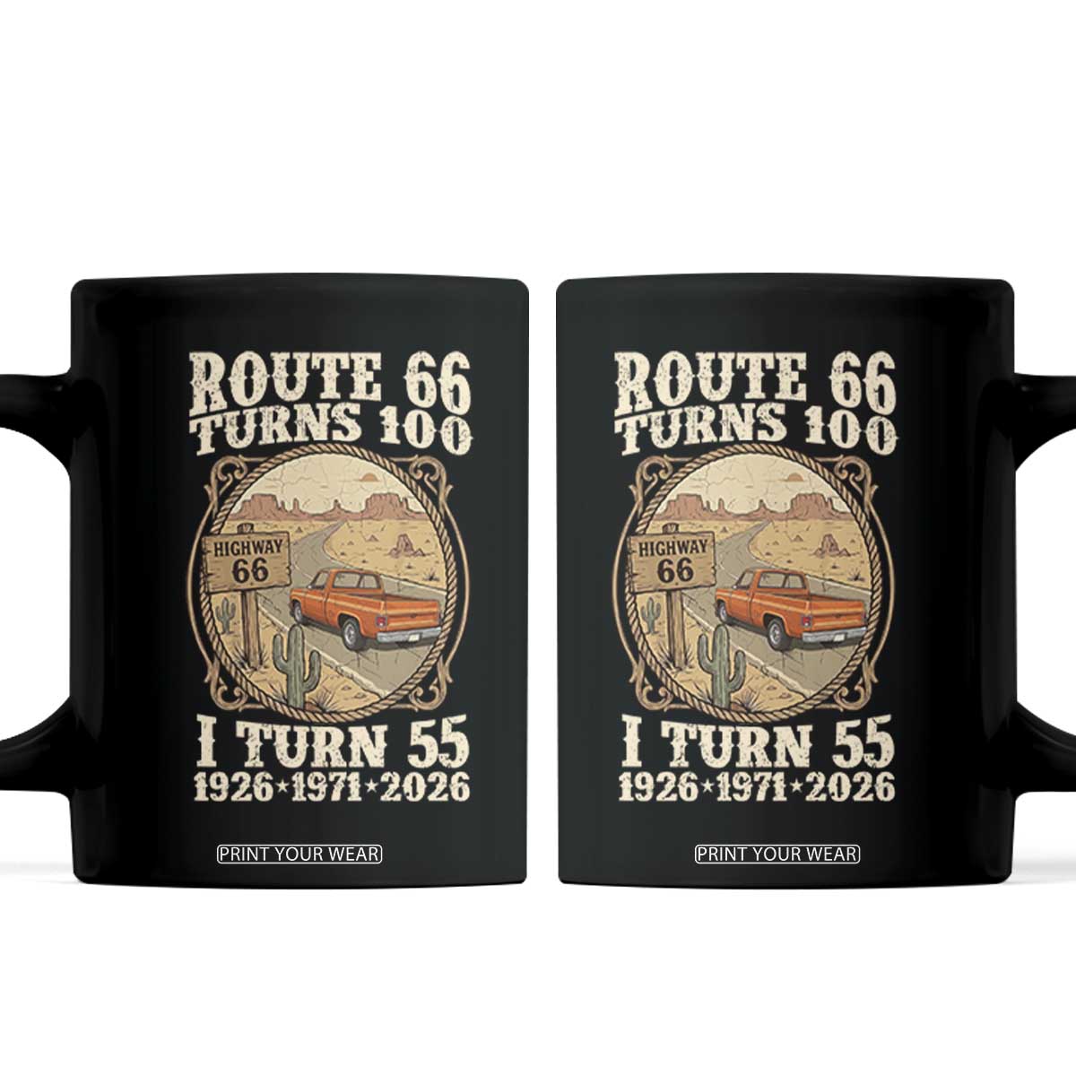 Route Highway 66 Turns 100 I Turn 55 Coffee Mug Vintage 1971 Road Sign Classic Pickup Truck Lover 55th Birthday Gift