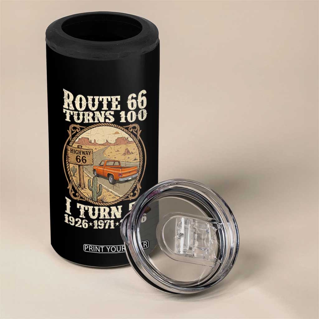 Route Highway 66 Turns 100 I Turn 55 4 in 1 Can Cooler Tumbler Vintage 1971 Road Sign Classic Pickup Truck Lover 55th Birthday Gift