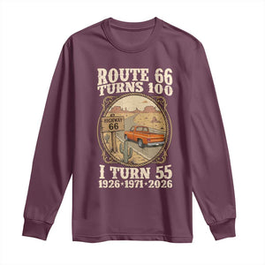 Route Highway 66 Turns 100 I Turn 55 Long Sleeve Shirt Vintage 1971 Road Sign Classic Pickup Truck Lover 55th Birthday Gift