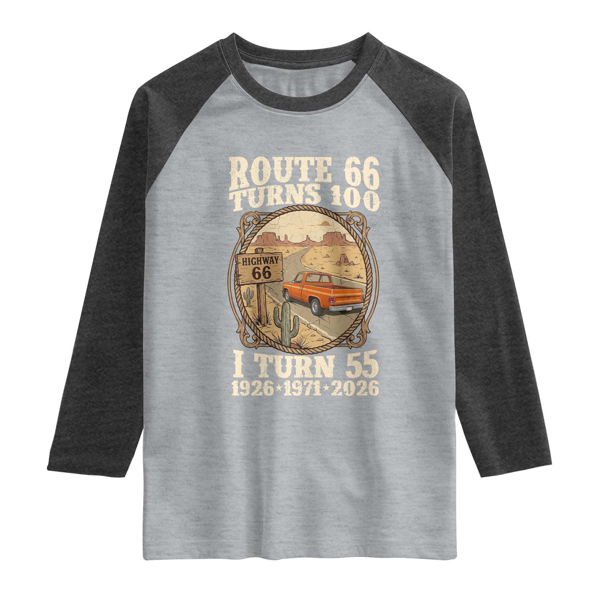 Route Highway 66 Turns 100 I Turn 55 Raglan Shirt Vintage 1971 Road Sign Classic Pickup Truck Lover 55th Birthday Gift