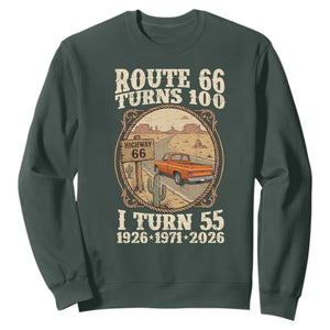 Route Highway 66 Turns 100 I Turn 55 Sweatshirt Vintage 1971 Road Sign Classic Pickup Truck Lover 55th Birthday Gift