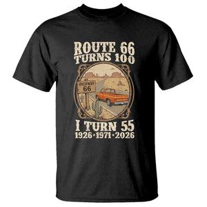 Route Highway 66 Turns 100 I Turn 55 T Shirt Vintage 1971 Road Sign Classic Pickup Truck Lover 55th Birthday Gift