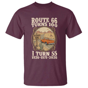 Route Highway 66 Turns 100 I Turn 55 T Shirt Vintage 1971 Road Sign Classic Pickup Truck Lover 55th Birthday Gift