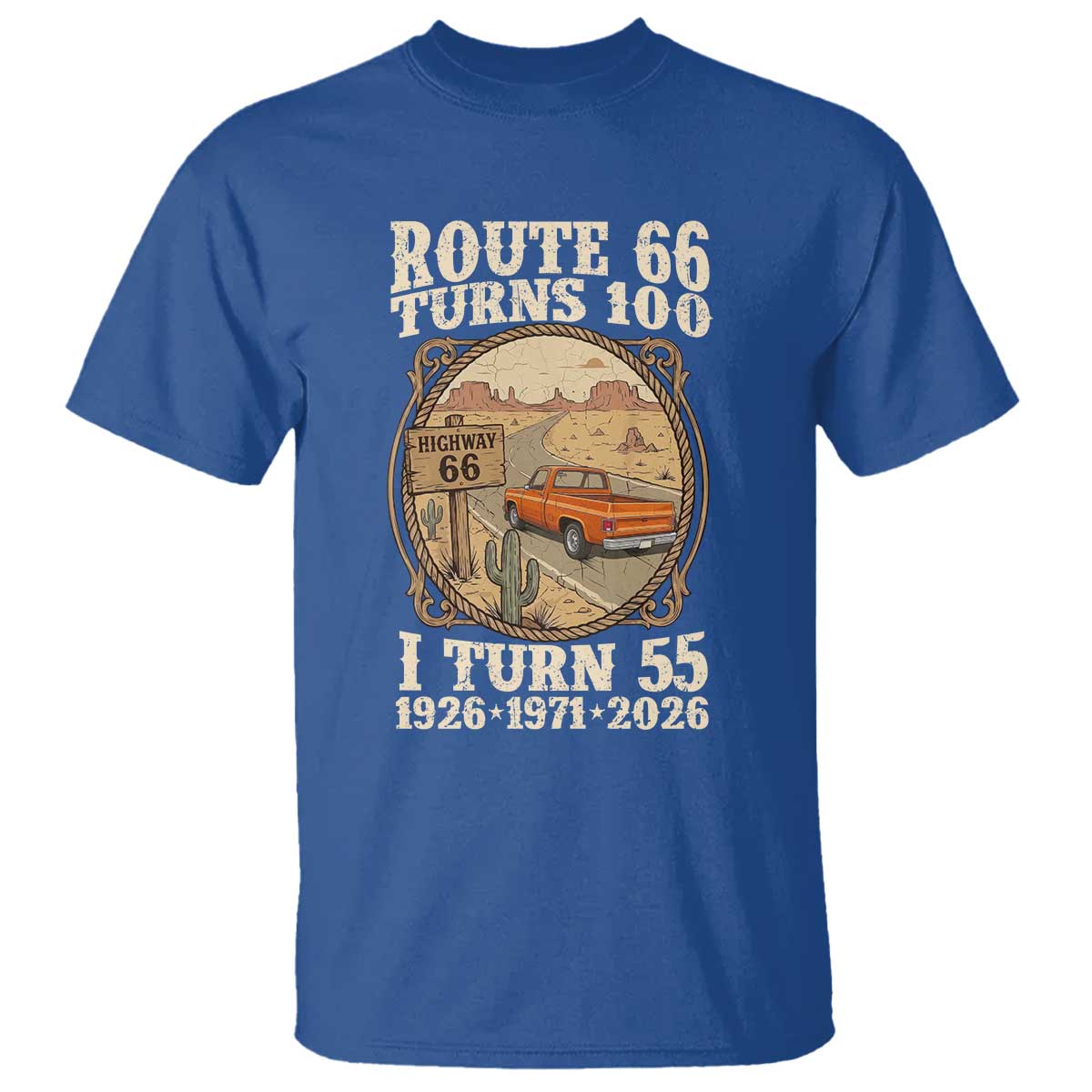 Route Highway 66 Turns 100 I Turn 55 T Shirt Vintage 1971 Road Sign Classic Pickup Truck Lover 55th Birthday Gift