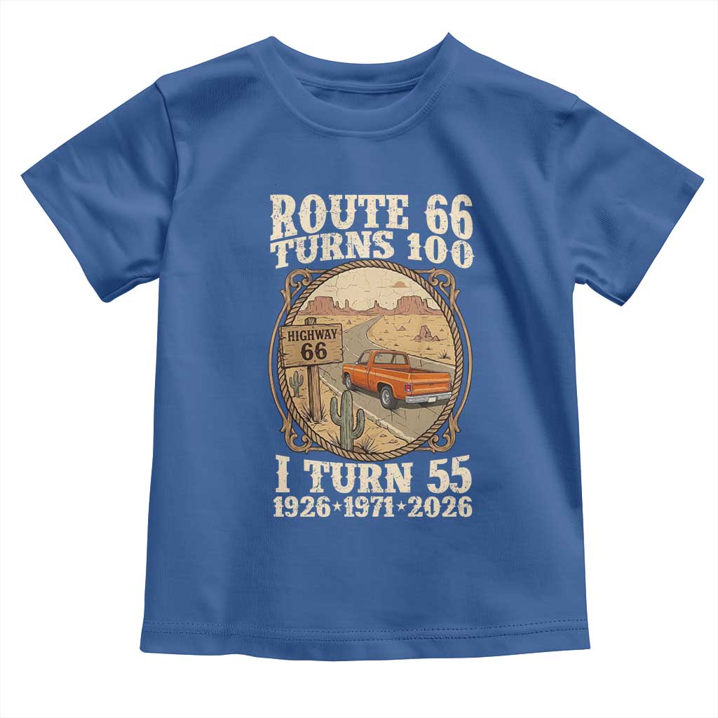 Route Highway 66 Turns 100 I Turn 55 Toddler T Shirt Vintage 1971 Road Sign Classic Pickup Truck Lover 55th Birthday Gift