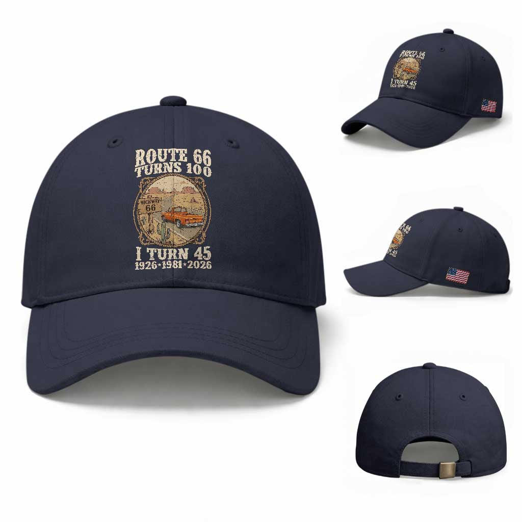 Route Highway 66 Turns 100 I Turn 45 Baseball Cap Vintage 1981 Road Sign Classic Pickup Truck Lover 45th Birthday Gift