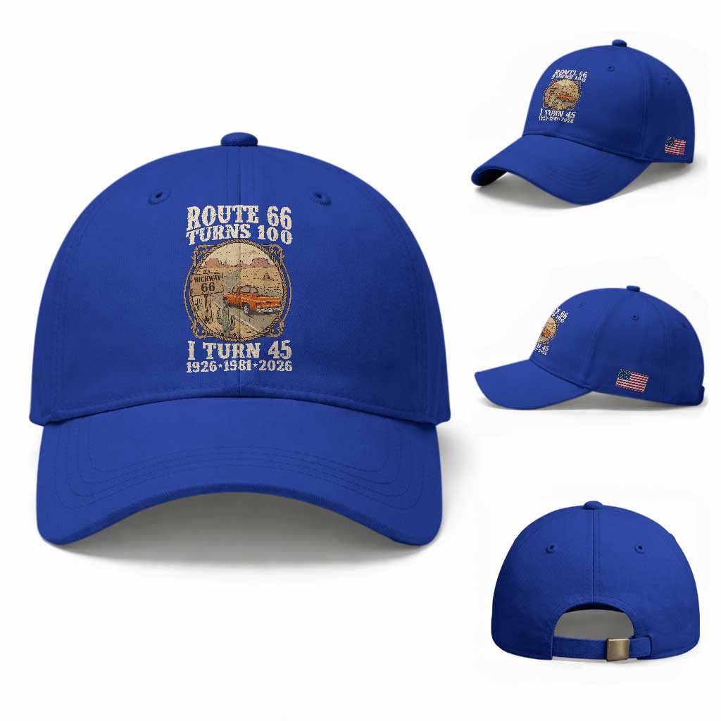 Route Highway 66 Turns 100 I Turn 45 Baseball Cap Vintage 1981 Road Sign Classic Pickup Truck Lover 45th Birthday Gift