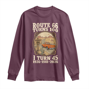 Route Highway 66 Turns 100 I Turn 45 Long Sleeve Shirt Vintage 1981 Road Sign Classic Pickup Truck Lover 45th Birthday Gift