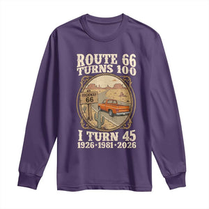Route Highway 66 Turns 100 I Turn 45 Long Sleeve Shirt Vintage 1981 Road Sign Classic Pickup Truck Lover 45th Birthday Gift
