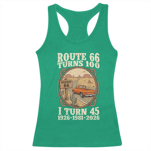 Route Highway 66 Turns 100 I Turn 45 Racerback Tank Top Vintage 1981 Road Sign Classic Pickup Truck Lover 45th Birthday Gift