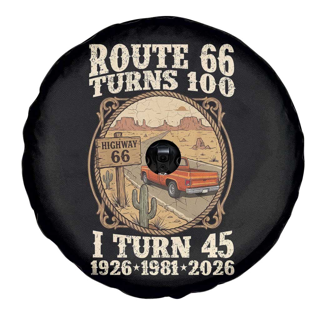 Route Highway 66 Turns 100 I Turn 45 Spare Tire Cover Vintage 1981 Road Sign Classic Pickup Truck Lover 45th Birthday Gift