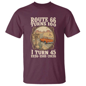Route Highway 66 Turns 100 I Turn 45 T Shirt Vintage 1981 Road Sign Classic Pickup Truck Lover 45th Birthday Gift
