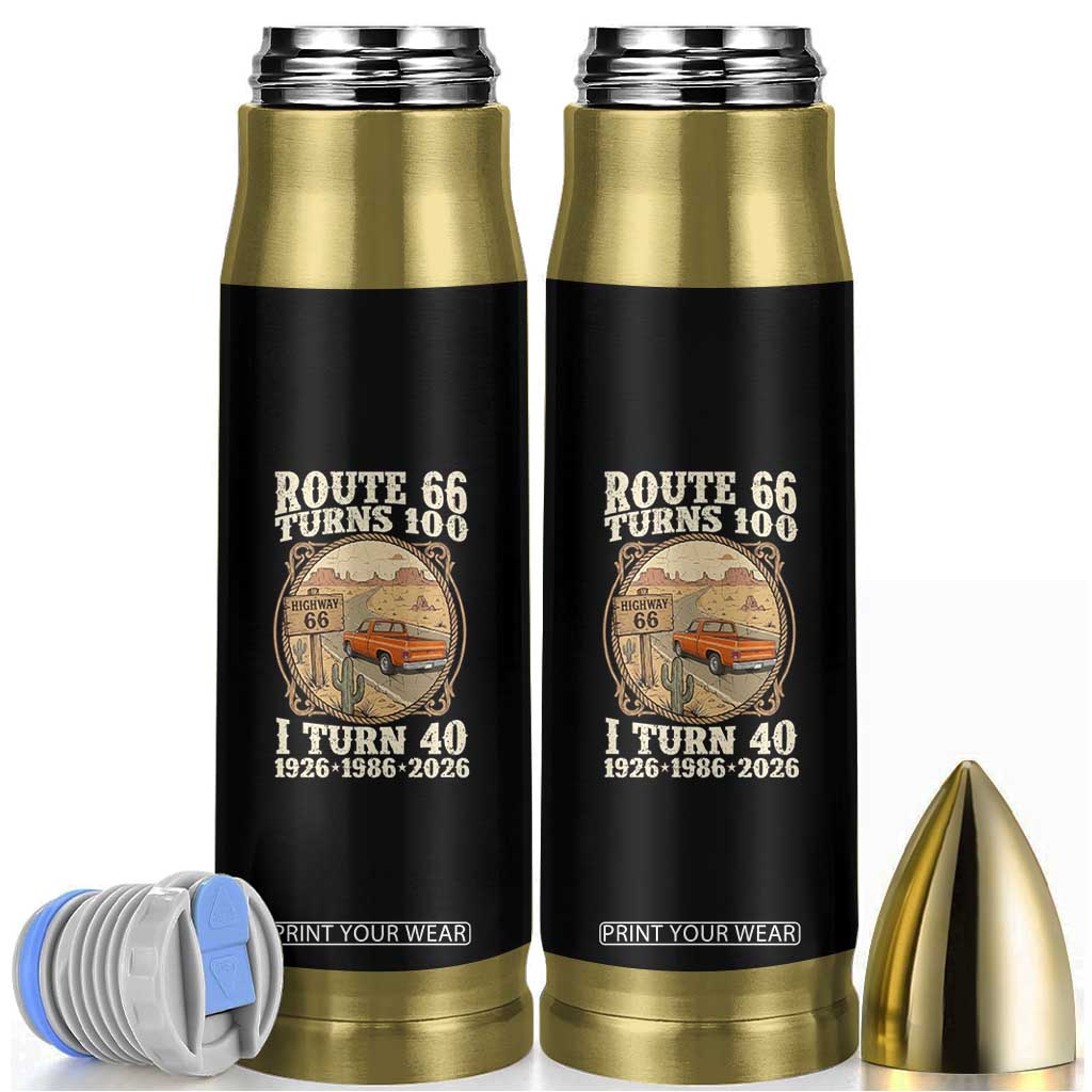 Route Highway 66 Turns 100 I Turn 40 Bullet Tumbler Vintage 1986 Road Sign Classic Pickup Truck Lover 40th Birthday Gift