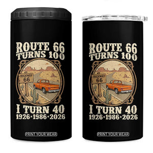 Route Highway 66 Turns 100 I Turn 40 4 in 1 Can Cooler Tumbler Vintage 1986 Road Sign Classic Pickup Truck Lover 40th Birthday Gift