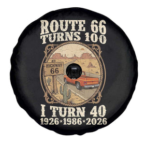 Route Highway 66 Turns 100 I Turn 40 Spare Tire Cover Vintage 1986 Road Sign Classic Pickup Truck Lover 40th Birthday Gift