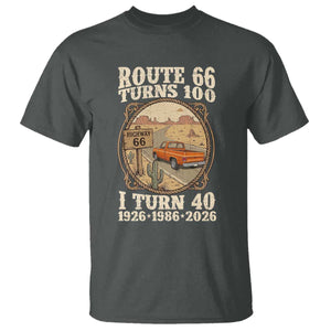 Route Highway 66 Turns 100 I Turn 40 T Shirt Vintage 1986 Road Sign Classic Pickup Truck Lover 40th Birthday Gift