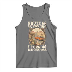 Route Highway 66 Turns 100 I Turn 40 Tank Top Vintage 1986 Road Sign Classic Pickup Truck Lover 40th Birthday Gift