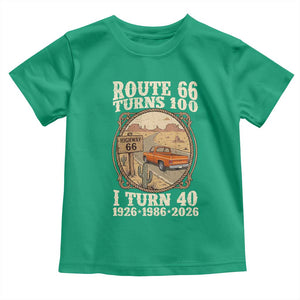 Route Highway 66 Turns 100 I Turn 40 Toddler T Shirt Vintage 1986 Road Sign Classic Pickup Truck Lover 40th Birthday Gift