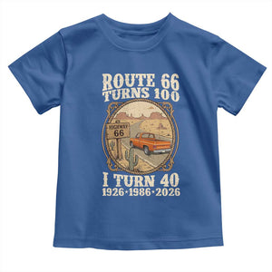 Route Highway 66 Turns 100 I Turn 40 Toddler T Shirt Vintage 1986 Road Sign Classic Pickup Truck Lover 40th Birthday Gift