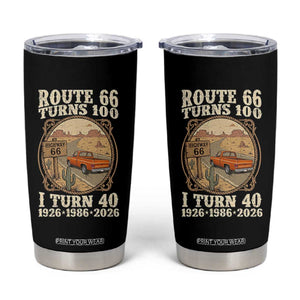 Route Highway 66 Turns 100 I Turn 40 Tumbler Cup Vintage 1986 Road Sign Classic Pickup Truck Lover 40th Birthday Gift