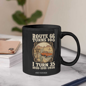 Route Highway 66 Turns 100 I Turn 35 Coffee Mug Vintage 1991 Road Sign Classic Pickup Truck Lover 35th Birthday Gift