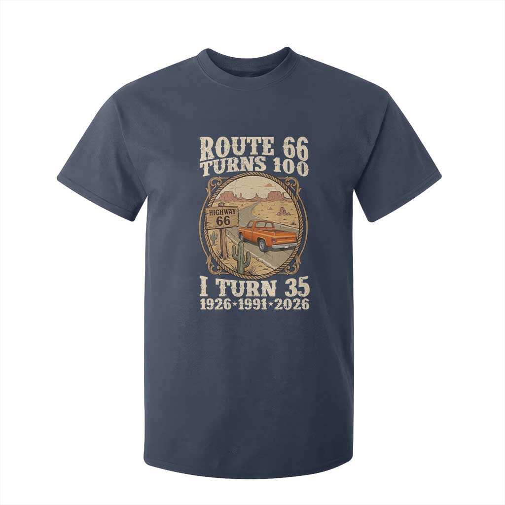 Route Highway 66 Turns 100 I Turn 35 T Shirt For Kid Vintage 1991 Road Sign Classic Pickup Truck Lover 35th Birthday Gift