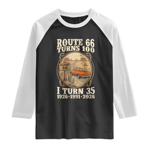 Route Highway 66 Turns 100 I Turn 35 Raglan Shirt Vintage 1991 Road Sign Classic Pickup Truck Lover 35th Birthday Gift