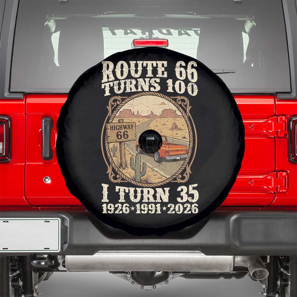 Route Highway 66 Turns 100 I Turn 35 Spare Tire Cover Vintage 1991 Road Sign Classic Pickup Truck Lover 35th Birthday Gift