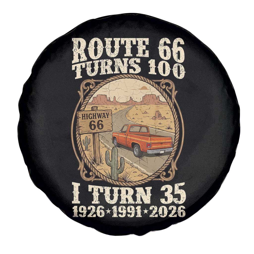 Route Highway 66 Turns 100 I Turn 35 Spare Tire Cover Vintage 1991 Road Sign Classic Pickup Truck Lover 35th Birthday Gift