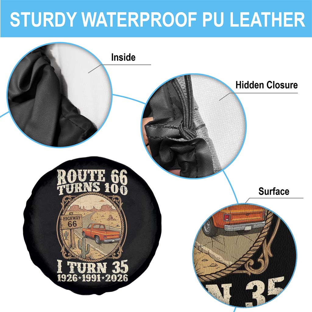 Route Highway 66 Turns 100 I Turn 35 Spare Tire Cover Vintage 1991 Road Sign Classic Pickup Truck Lover 35th Birthday Gift