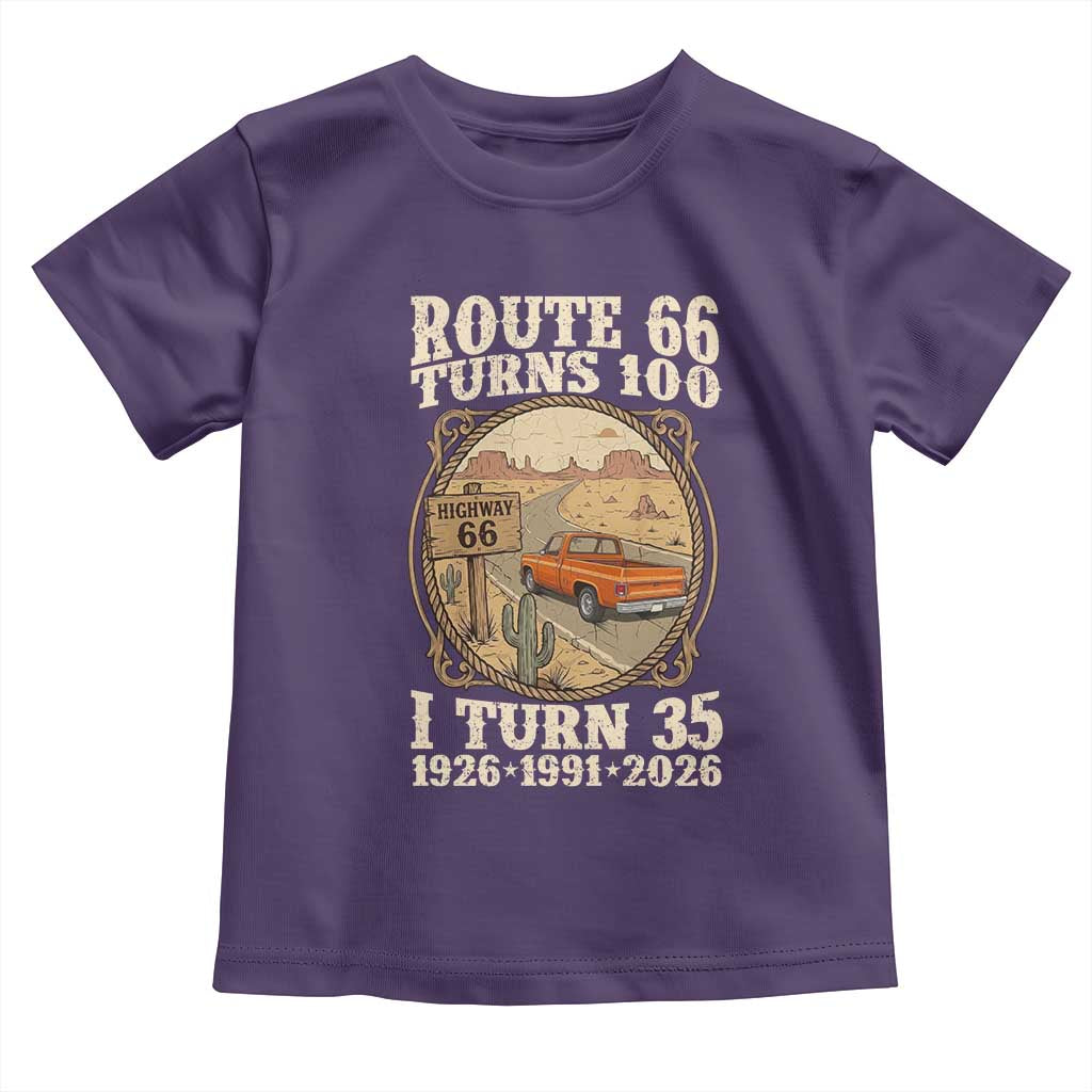 Route Highway 66 Turns 100 I Turn 35 Toddler T Shirt Vintage 1991 Road Sign Classic Pickup Truck Lover 35th Birthday Gift