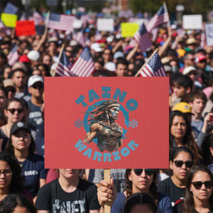 Taino Warrior Boricua Boriken Pride Indigenous Puerto Rican Protest Sign TS14 Horizontal 18" × 24" Red Print Your Wear